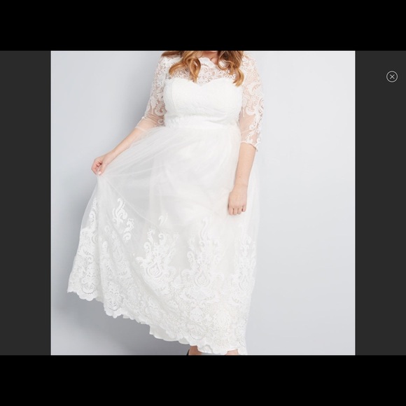 Modcloth White Lace Maxi Gown Super RARE - Picture 2 of 7